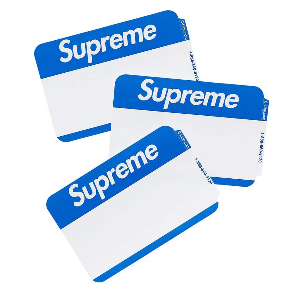 Supreme Name Badge Stickers 100x (Blue)